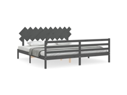 Maison Exclusive - Estructura De Cama Con Cabecero Madera Maciza Gris 200x200cm
