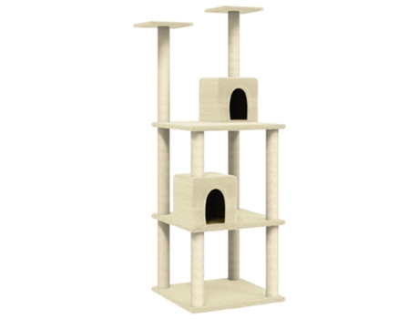 vidaXL Rascador para gatos con postes de sisal color crema 141 cm
