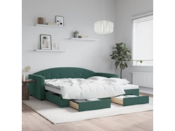 Sofá Cama Nido Con Cajones Terciopelo Verde Oscuro 100x200 Cm