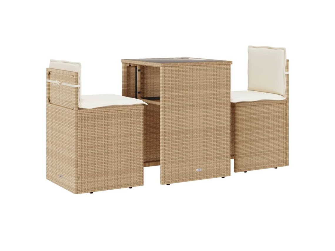 Maison Exclusive - Sillas Y Mesita De Jardín 3 Piezas Ratán Sintético Cojín Beige