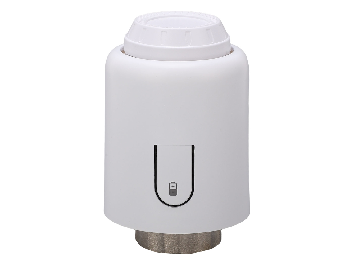 Termostato inteligente con radiador LED para ajuste de temperatura.