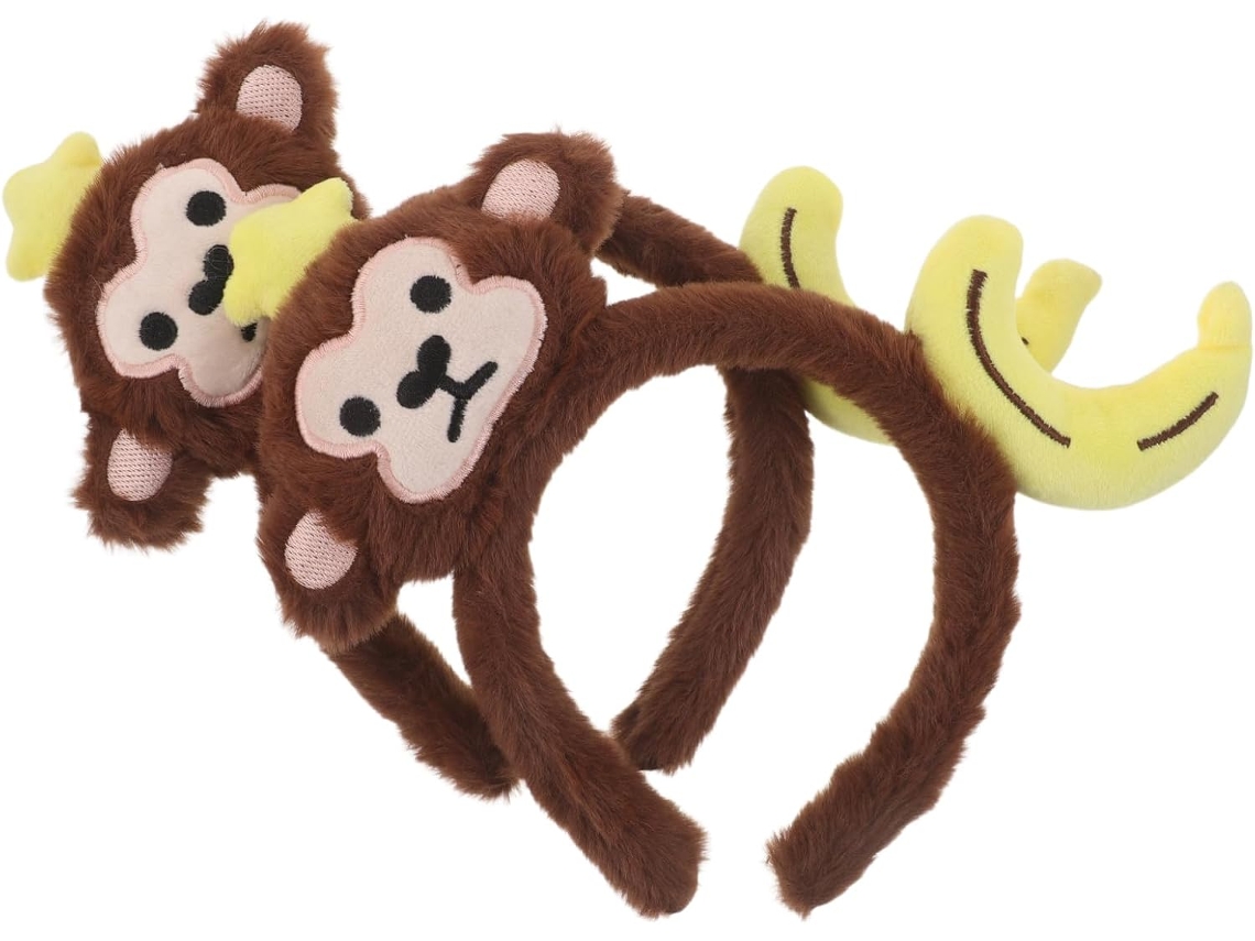 2pcs Bandeaux Oreilles De Singe En Peluche Marron Doux Y Léger Para Costume Animal Cosplay Fête ...