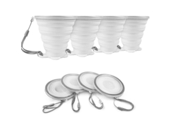 2026-tazas Colapsables De Silicona Bpa Free Con Tapa De Sellado, Reutilizables Portátiles Para Picnic, 4 Piezas Blancas Translúcidas