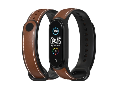 Correa Smartwatch para Xiaomi Mi Band 5/6/7 MIJOBS TPU + Correa de Cuero (Marrón + Negro)