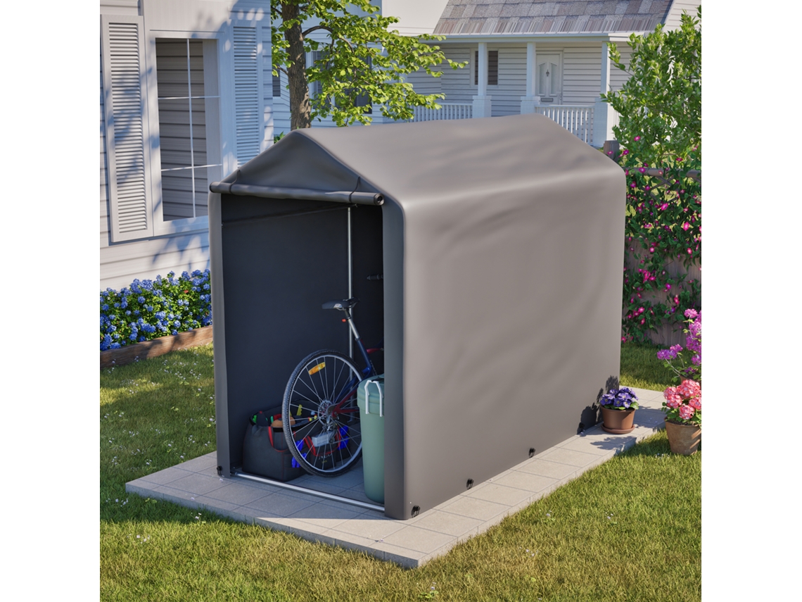 Garaje Bicicletas/caseta 187x100x160 Cm, Acero, Tienda Impermeable Gris Oscuro Para Jardín Balcón Terraza