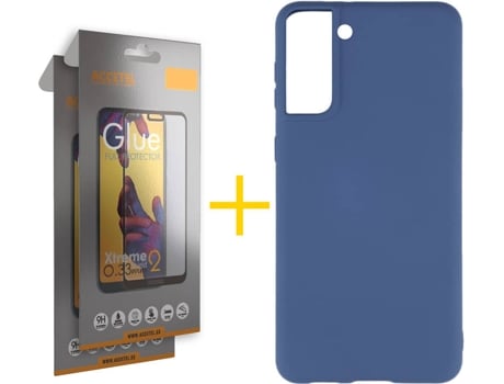 Carcasa + 2 Protectores de Pantalla para Samsung Galaxy S22 Plus 5G ACCETEL Azul