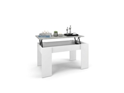 Mesa De Centro Elevable Con Almacenaje 90x43-53 Cm Norak Blanco Artik (blanco Mate) - Gris Cemento 90 X 43,5 X 50 Cm