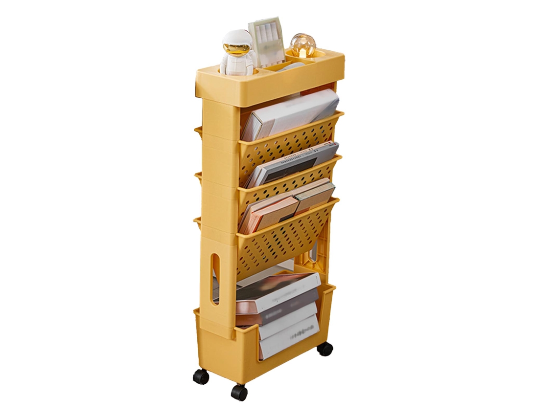 Estantería Móvil Multicapa Con Ruedas Capacidad Grande Mesa Oficina Hogar Naranja