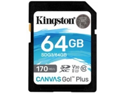 Tarjeta de Memória SD KINGSTON Canvas Go Plus (64 GB - 170 MB/s)