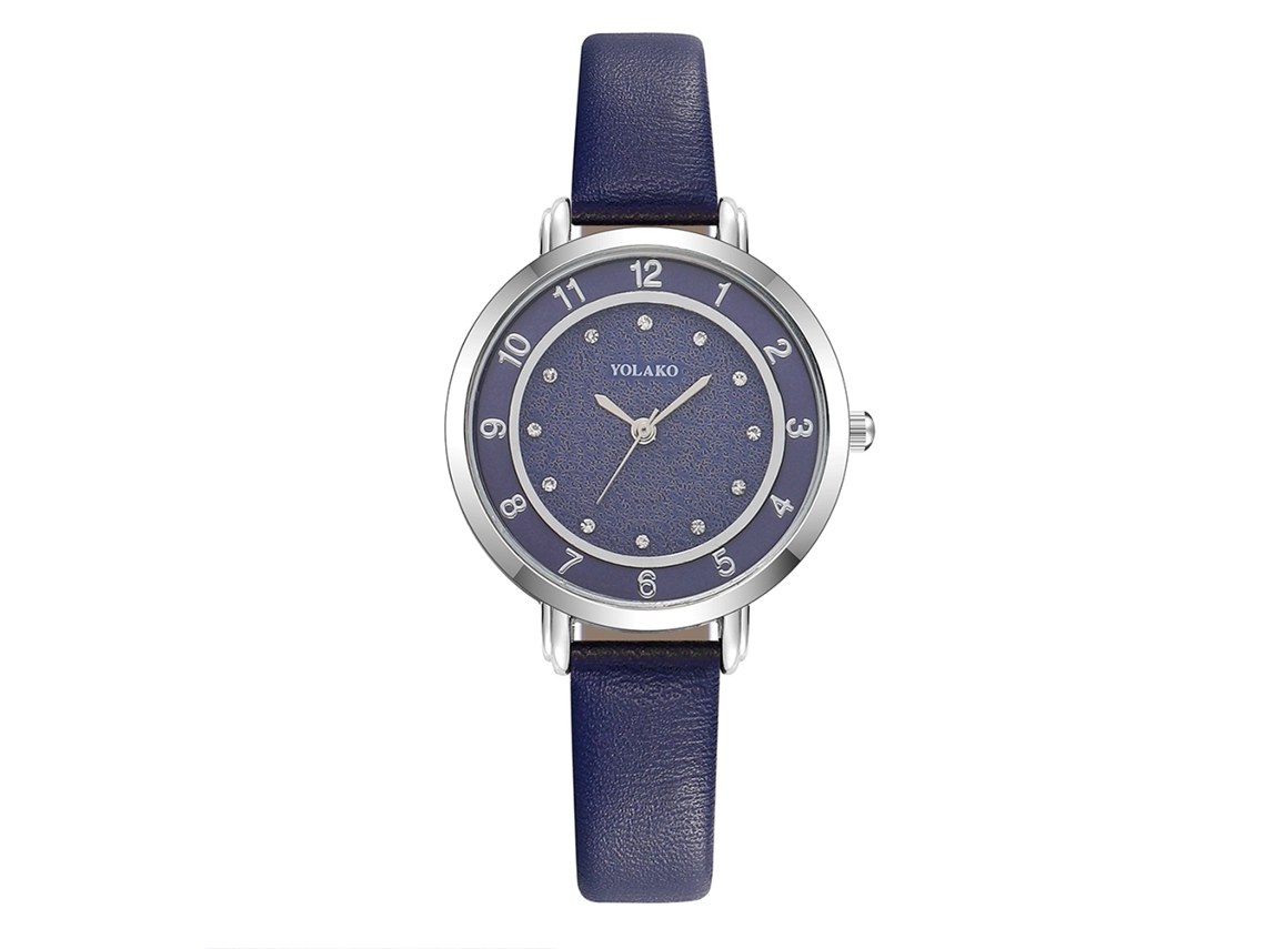 Reloj De Pulsera De Cuarzo Yolako Para Mujer, Estilo Casual Y Moderno, Con Esfera Redonda Azul Oscuro.