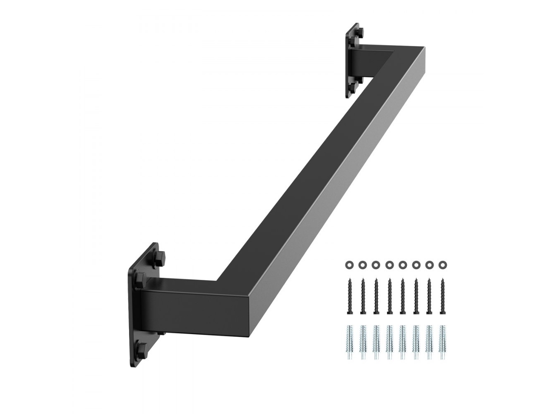 Pasamanos de Pared de 91 cm en Acero al Carbono Negro con Soporte Robusto Tekmaquinas