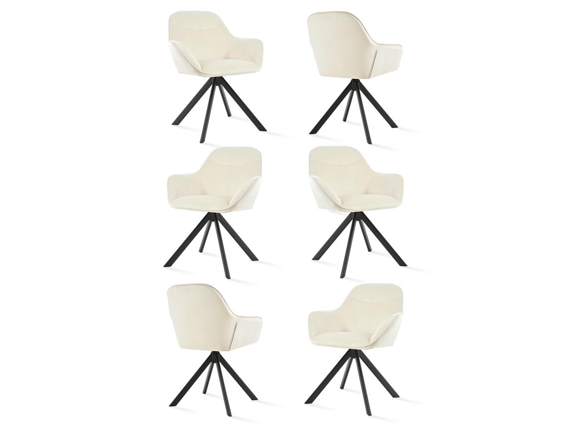 Sillas De Comedor Goeurvant 1370(pack De 6, Marfil, Terciopelo)