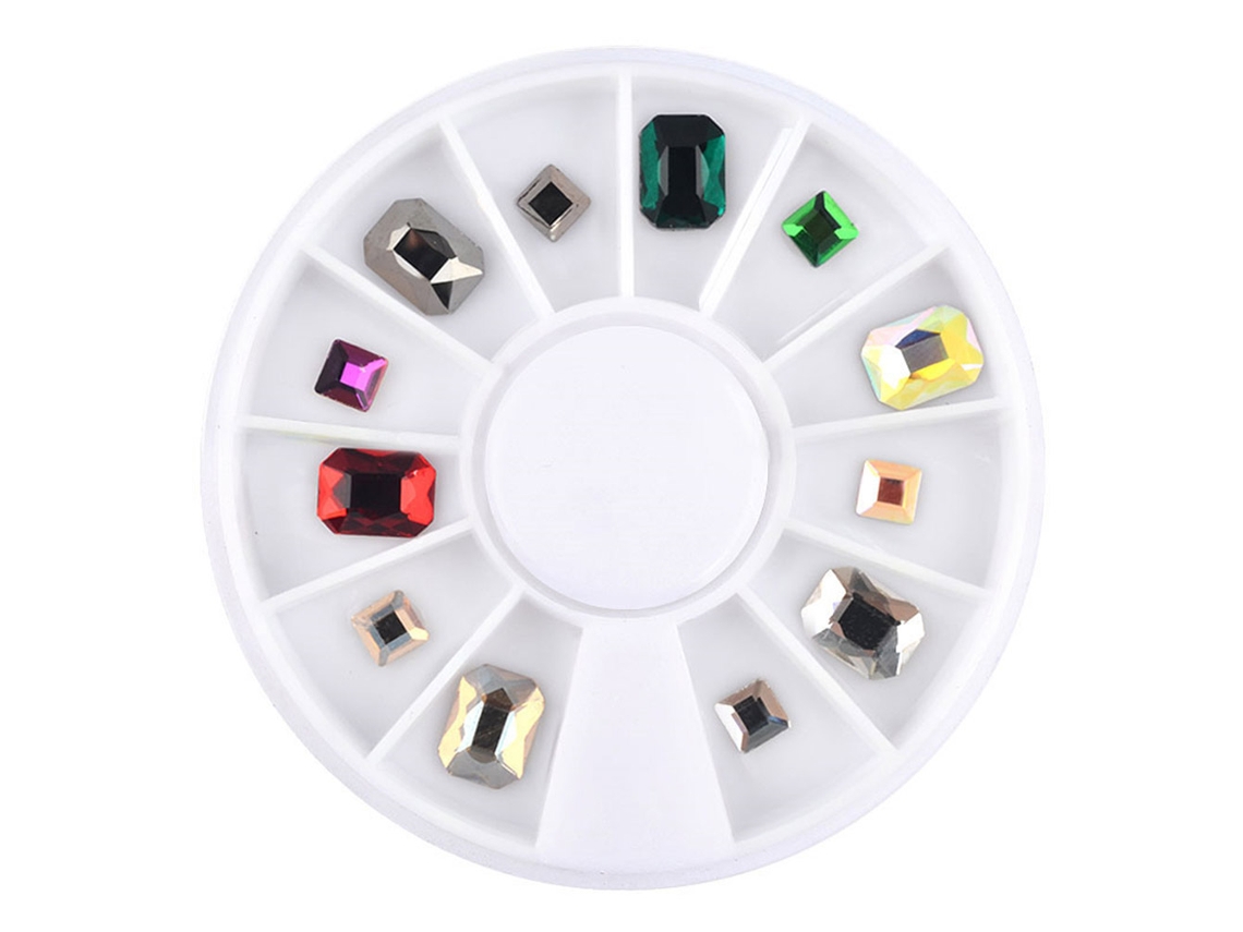 Disco Redondo De Aleación Para Uñas Con Diamantes De Imitación Ab De Base Plana Para Manicura Decorativa.