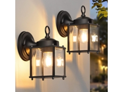 Lanterna Parede Exterior, Arandelas Parede À Prova D'água Porta Entrada, Preto Abajur Vidro Biselado Transparente, Antiferrugem, Luzes Alpendre E26 G