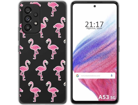 Carcasa para Samsung Galaxy A53 5G TUMUNDOSMARTPHONE Dibujos Transparente Flamenco Multicolor