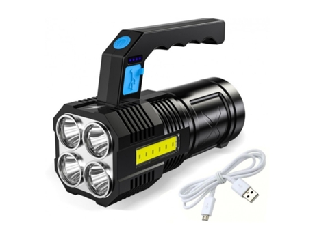 Linterna De Mano Con Luz 4X Led Q5 Cree Cob Recargable Lampara Vigilancia Carga Por Usb EMCEURO