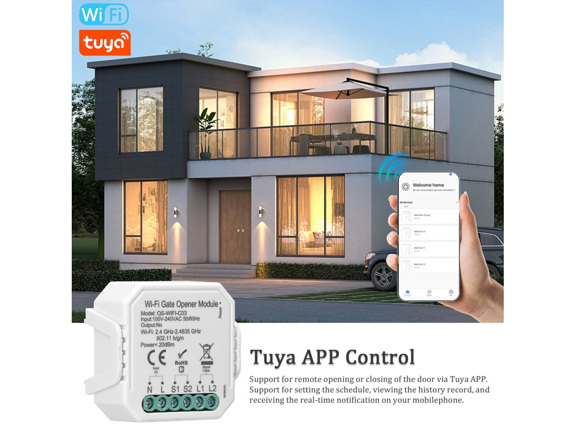 Controlador De Puerta De Garaje Tuya Wifi Con Aplicación Y Control Por Voz Alexa Home