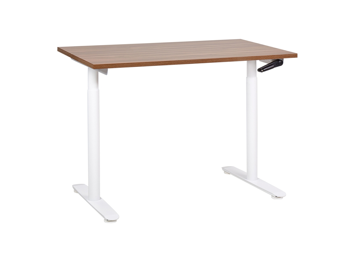 Escritorio para usar de pie o sentado BELIANI Destinas de Tablero de fibra Madera oscura 120x72x119
