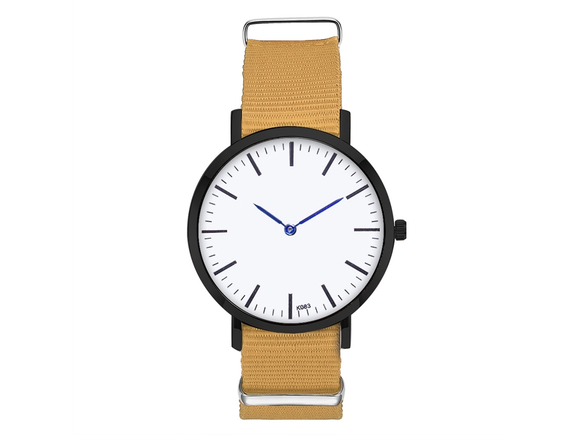 Reloj De Pareja A La Moda Con Correa De Nailon Y Esfera Redonda, Movimiento De Cuarzo (beige).