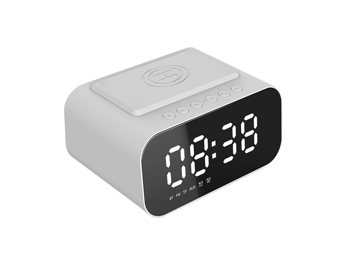 Reloj Despertador Con Altavoz Bluetooth 5.0, Carga Inalámbrica, Radio Fm Y Reproductor De Mp3 Con Tarjeta Tf.