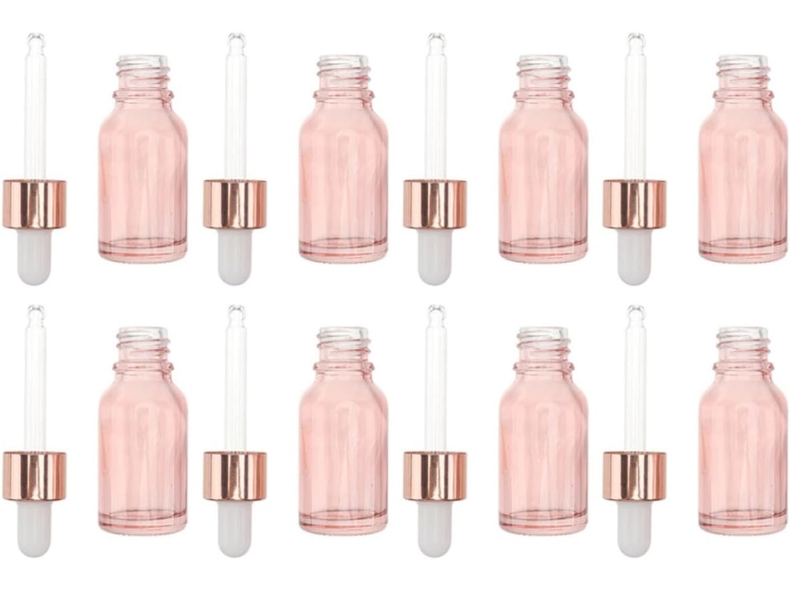 Frascos Cuentagotas De Vidrio Rosa De 10 Ml, Paquete De 8 Unidades Para Líquidos.