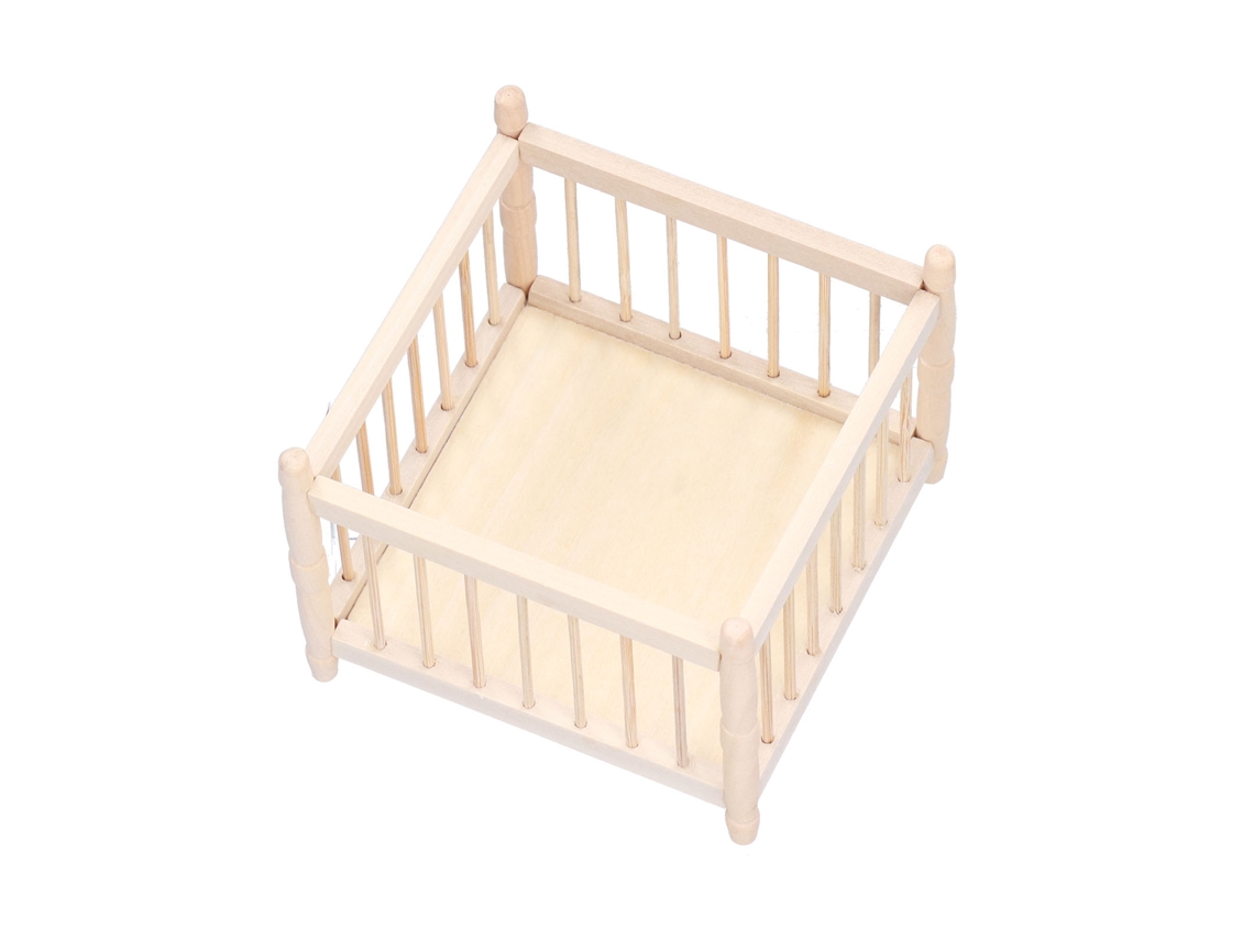 Cama De Bebê De Madeira Para Casa De Bonecas Escala 1:12 Miniatura Berço Acessório