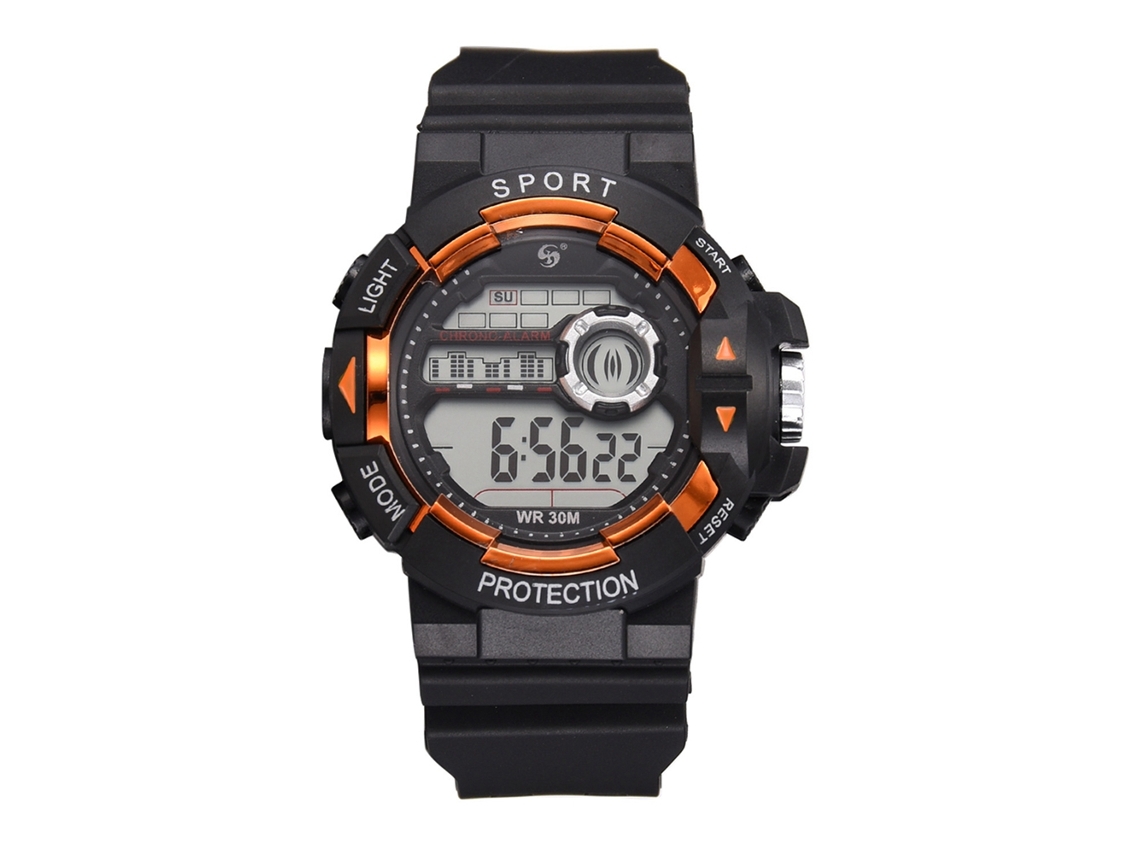 Reloj Deportivo Electrónico Para Hombre, Estilo Estudiantil, Resistente Al Agua Hasta 30 M, De Caucho Naranja.