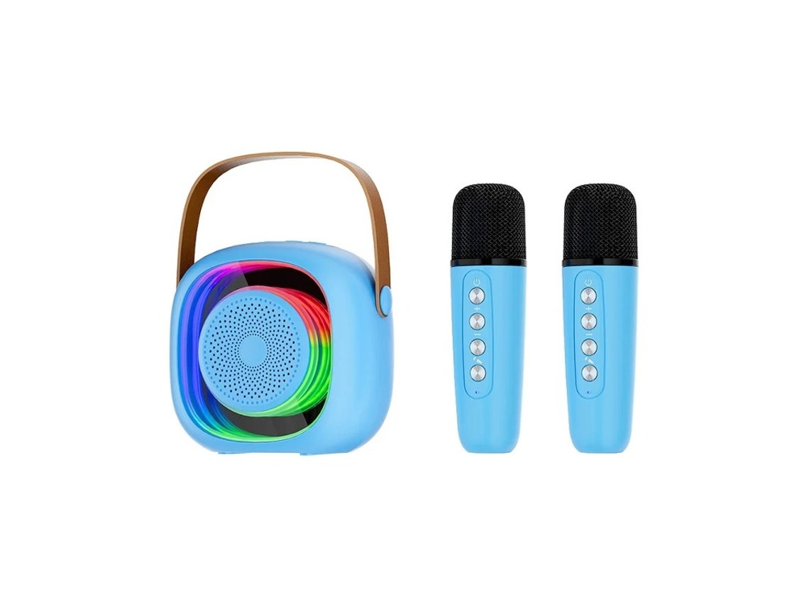 Mini máquina de karaoke inalámbrica Bluetooth con micrófono dual, ideal para fiestas KTV en casa, Yizhood (azul)