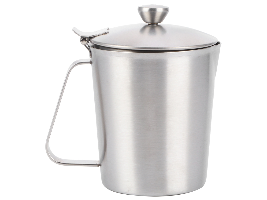 Jarra medidora de café latte de acero inoxidable 304 con tapa y escala de 500 ml