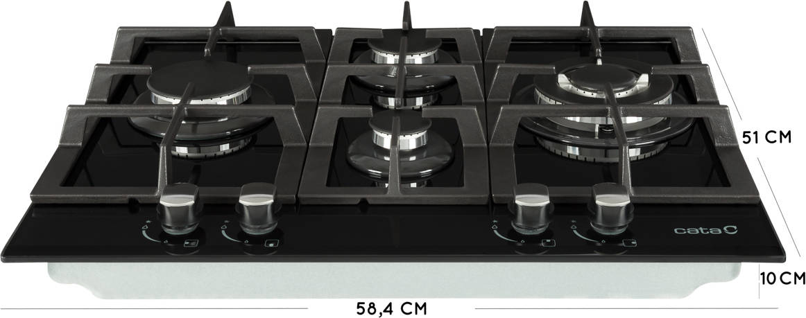 Placa de Gas CATA LCI 631 BK (Gas Natural - 60 cm - Negro)