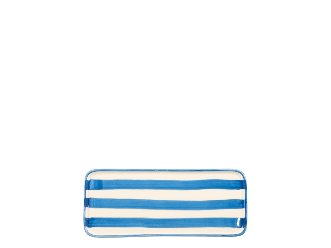Juego De 2 Platos Rectangulares Lido Righe, Cerámica Azul Artesanal, Diseño Exclusivo Made In Italy Para Una Mesa Muy Refinada, Elegante Y Moderna