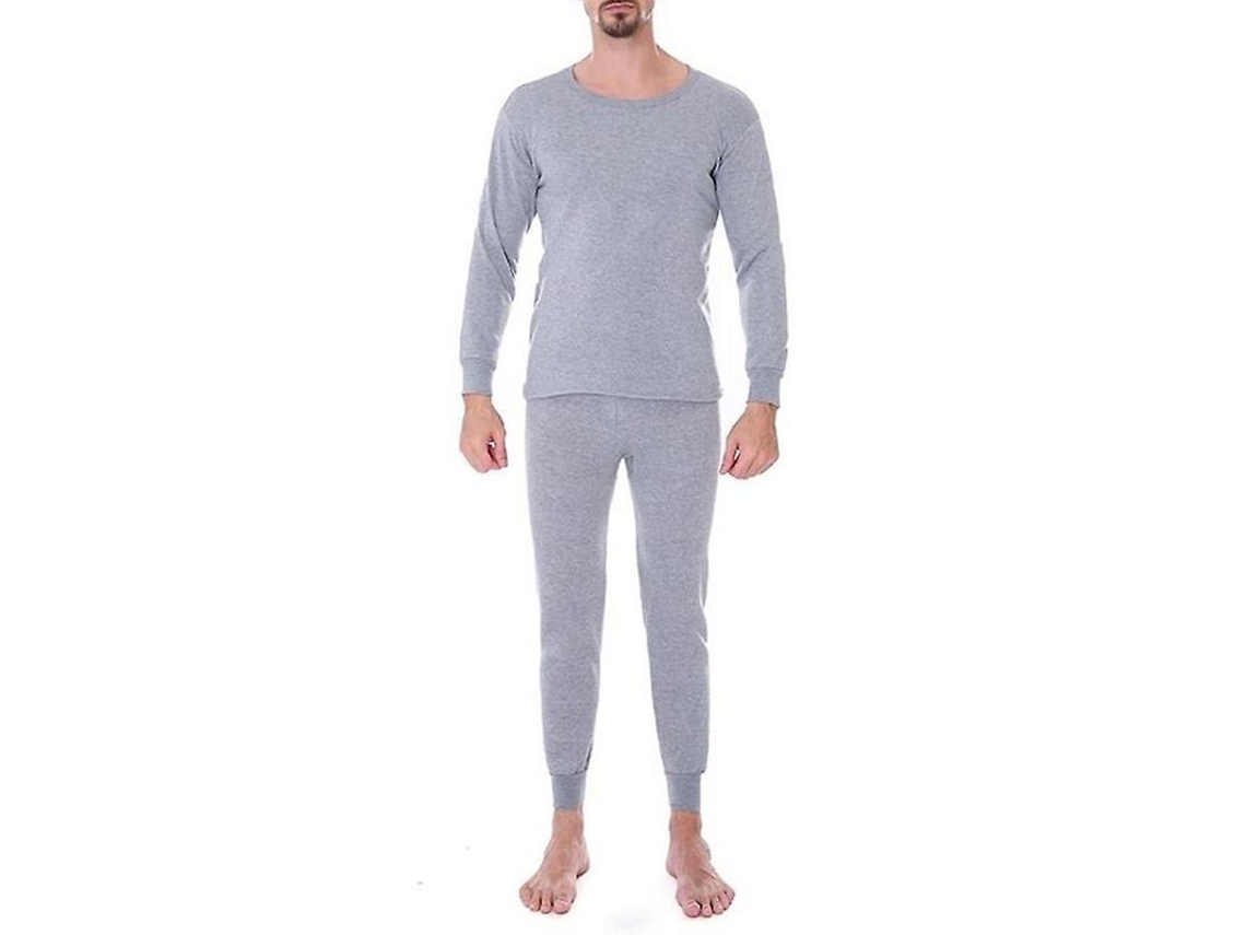2026-conjunto De Ropa Interior Termica Hombre Camisa Manga Larga Y Pantalones Para Dormir Invierno Suave Algodon