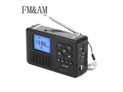 Radio portátil GOKOCO Luxora con manivela, alimentación solar y linterna.