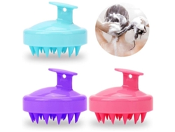 Juego De Cepillos De Silicona Linjou (3 Piezas), Masajeador De Cabeza, Cepillo Para Champú Y Peine Para Mascotas - Rosa, Verde Y Morado