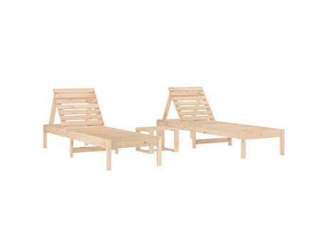 MAISON EXCLUSIVE - Tumbonas con mesa 2 uds madera maciza de pino