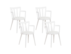 Conjunto De 4 Cadeiras Minimalistas	 Beliani Morill De Material Sintético Branco 49x52x77