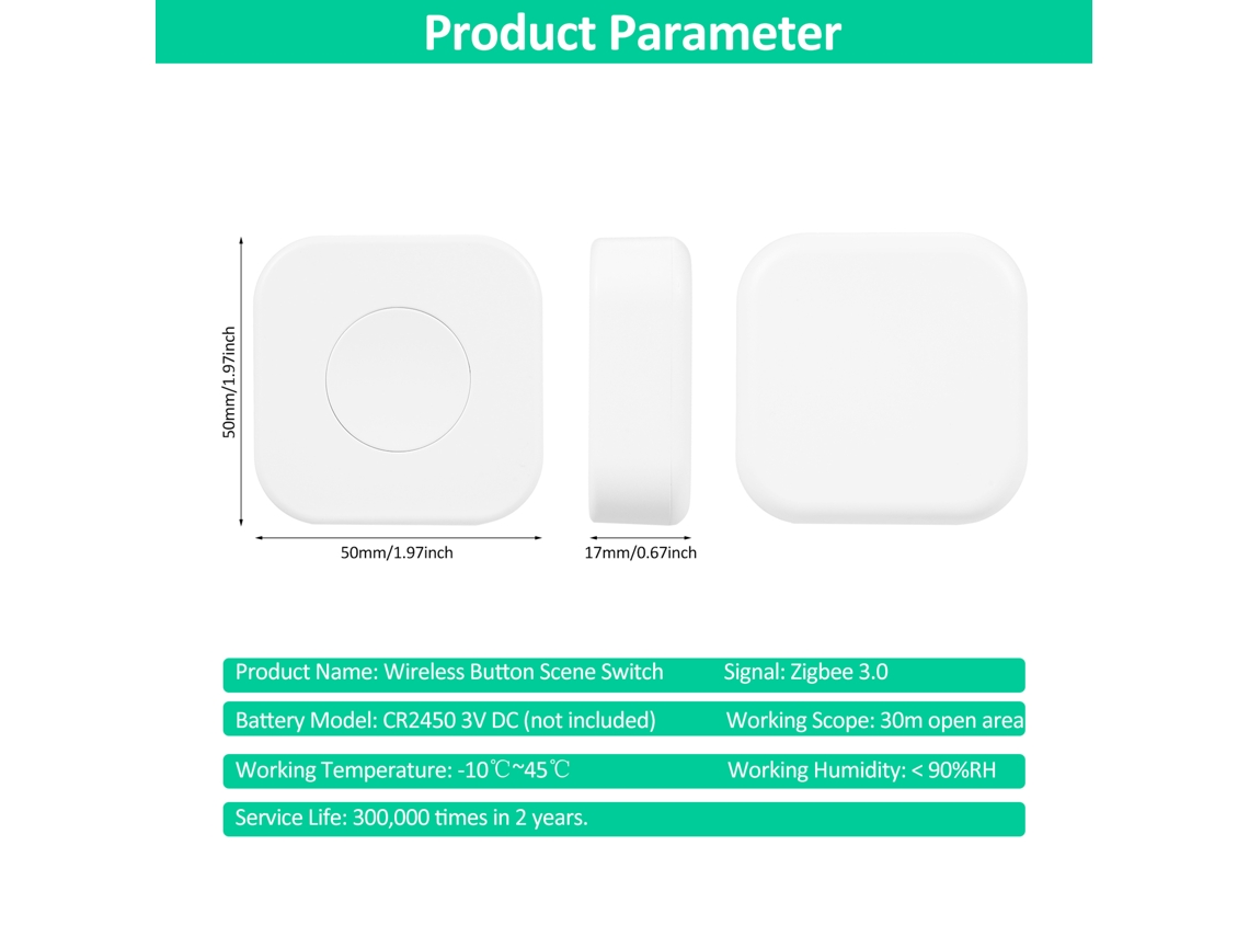 Mini Interruptor Inteligente Zigbee 3.0 Con Control Remoto Mediante Aplicación Para Automatización Del Hogar, Iluminación Y Electrodomésticos.