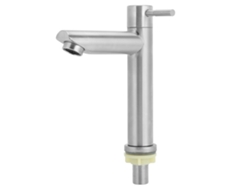 Grifo para lavabo de baño de acero inoxidable con agua fría, monomando, color plateado