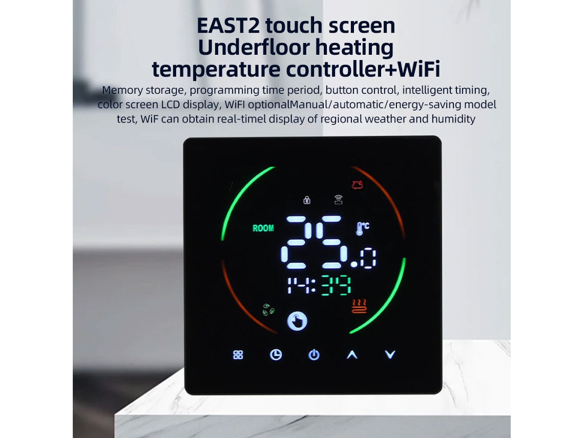 Termostato Inteligente Programable Tuya 16a Con Wifi Para Uso Doméstico, Control Por Aplicación Y Sensor Ntc.