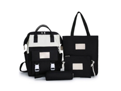 Juego De 4 Mochilas Escolares De Gran Capacidad Con Múltiples Bolsillos, De Lona, 40,6 Cm (16 Pulgadas)