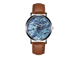 Reloj De Pulsera Para Hombre De Cuero Café Claro Analógico De Cuarzo Con Dial Redondo