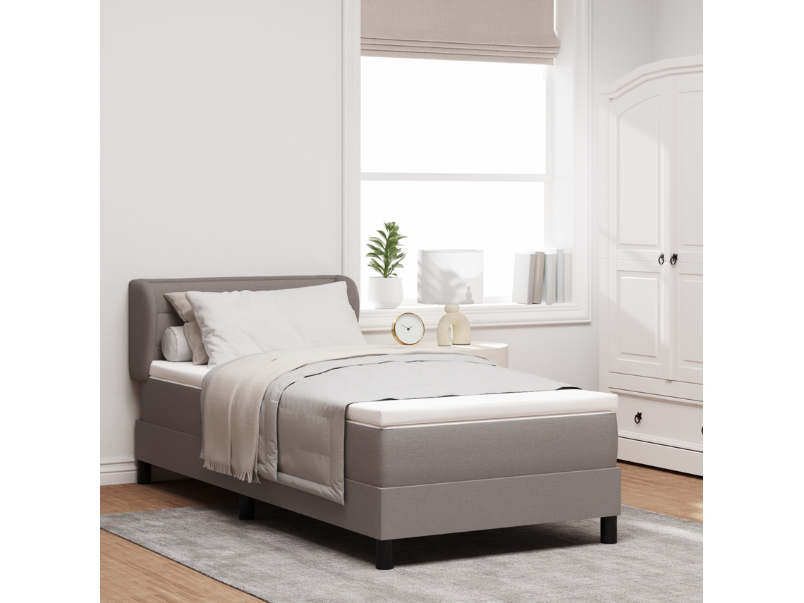 Cama Box Spring Con Colchón Tela Taupé 80x200 Cm
