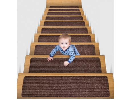 Alfombra Antideslizante para Peldaños de Escalera Café