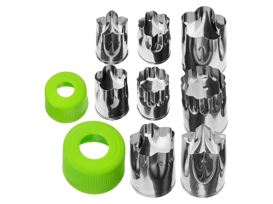 Cortador de frutas con forma de flor, utensilio de acero inoxidable para pasteles, verduras y ensaladas de frutas (8 piezas)
