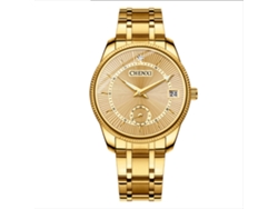 Reloj De Pulsera Para Mujer De Acero Inoxidable Dorado Con Calendario Y Movimiento De Cuarzo Informal.