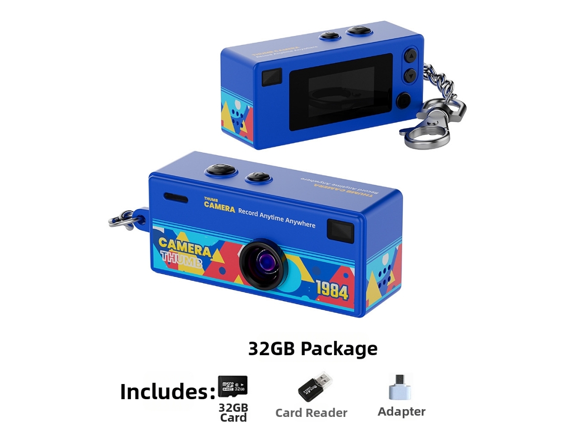 Digitallab Mini Cámara Retro 1080p, Videocámara Ultracompacta Con Flash, 0,96 Pulgadas, 32 Gb, Azul
