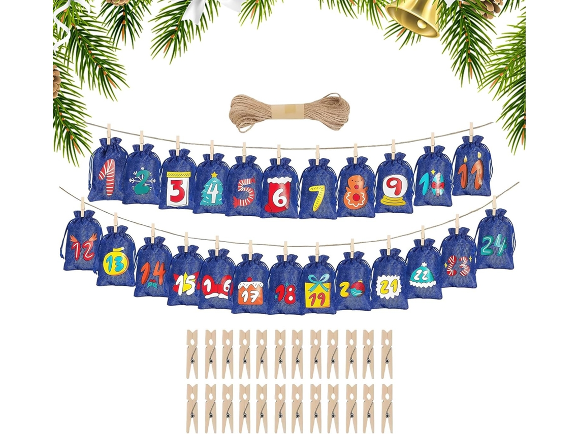 Conjunto De 24 Sacolas Vazias Para Calendário Do Advento Com Cordão, Reutilizáveis, Feriados, Casamentos,