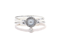 Reloj De Pulsera De Moda Para Mujer Con Correa De Piel Sintética Y Diamantes De Imitación, Movimiento De Cuarzo Blanco.