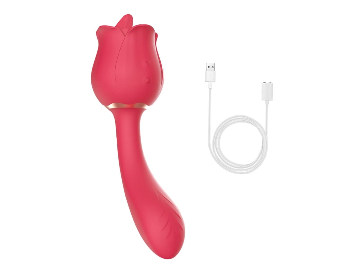 Vibrador De Masaje Para Lamer La Lengua Rosa 2 En 1 Para Mujeres (rojo) Bestvite