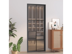 Puerta Interior Vidrio Egs Y Aluminio Negro 83x201,5 Cm